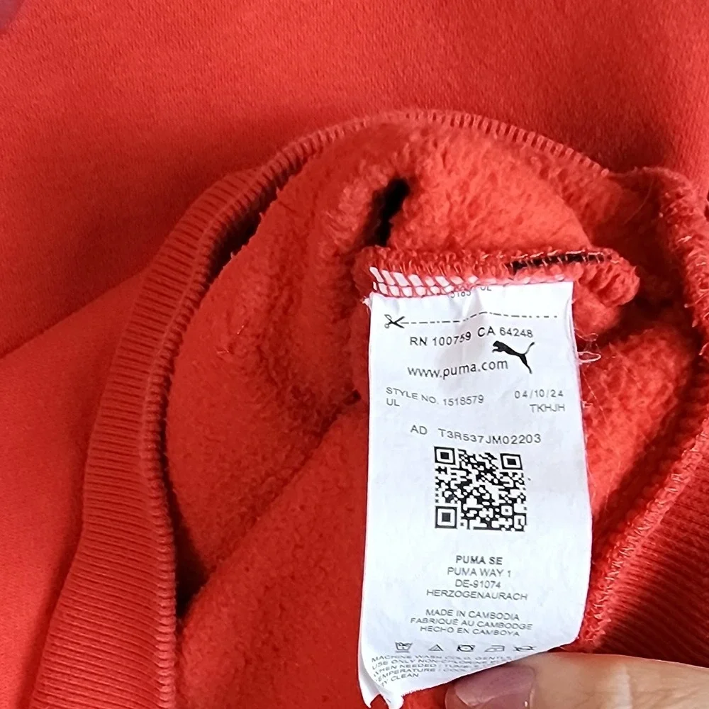 Kids Puma Red‎ Logo Graphic Hoodie Sweatshirt Youth Size 14 16